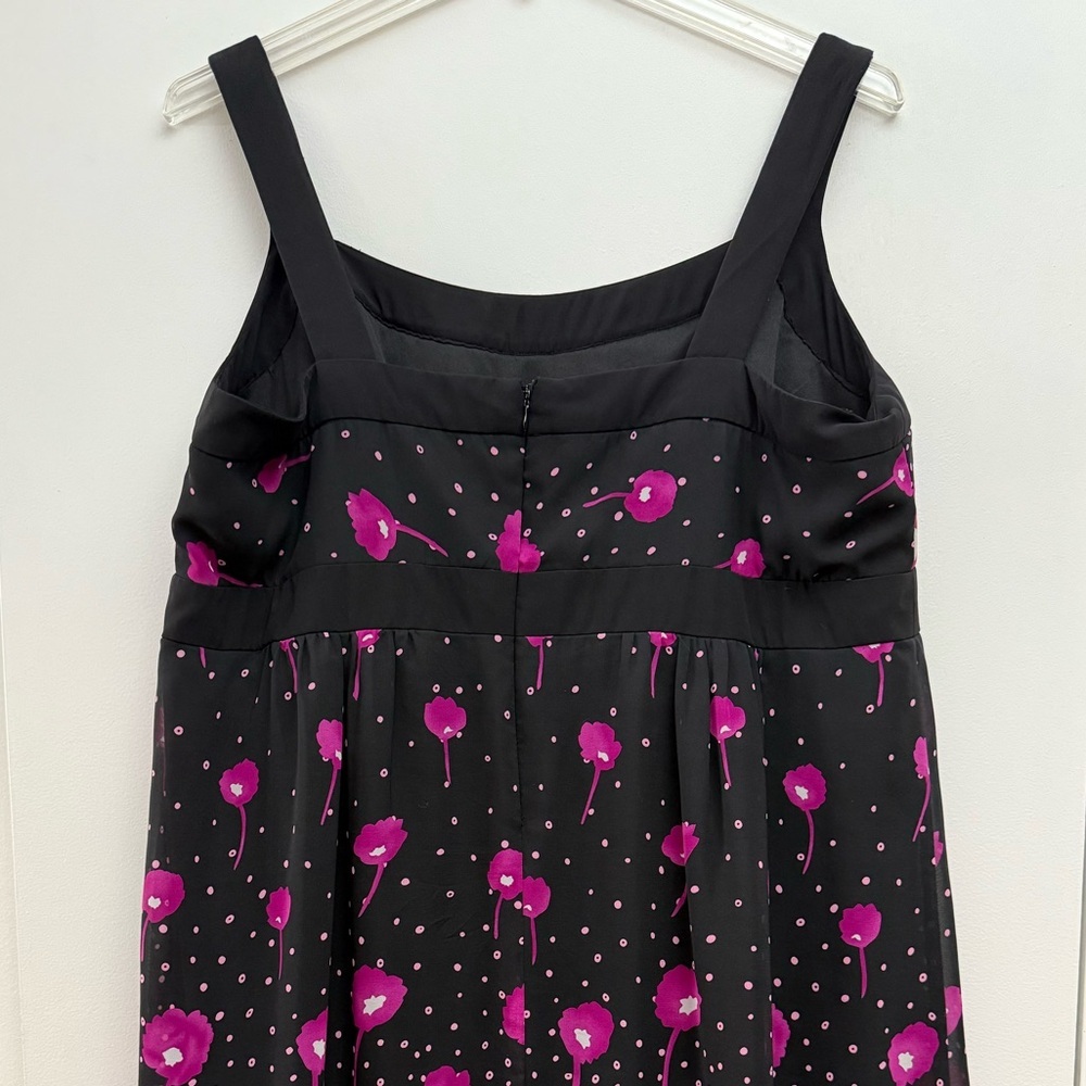 S.L. Fashions Vintage Black & Purple Floral Polka Dot Empire Waist | Dress 20W - Picture 11 of 12